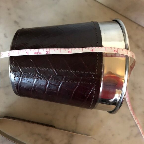 BILTMORE Leather Wrapped Ice Bucket with Ice Tongs Set - Picture 12 of 13